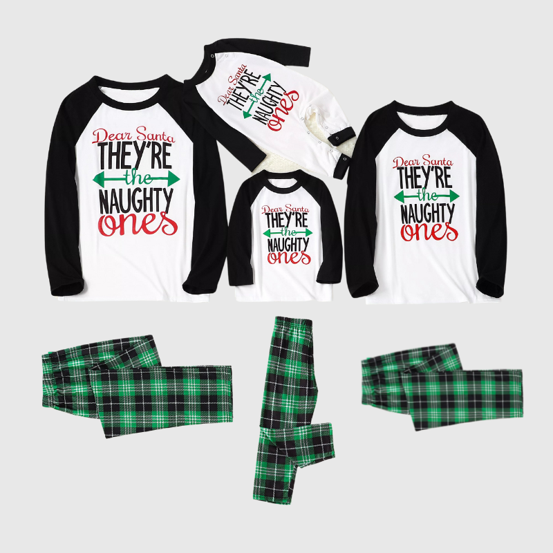 Christmas Letter Contrast Top and Plaid Pants Family Matching Pajamas ...
